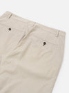 The Brown Kennedy Stripe Military Chino is shown from a rear angle as a flat lay against a plain white background. The image highlights the two back patch pockets, the straight leg cut, and the vertical stripe pattern of the fabric.