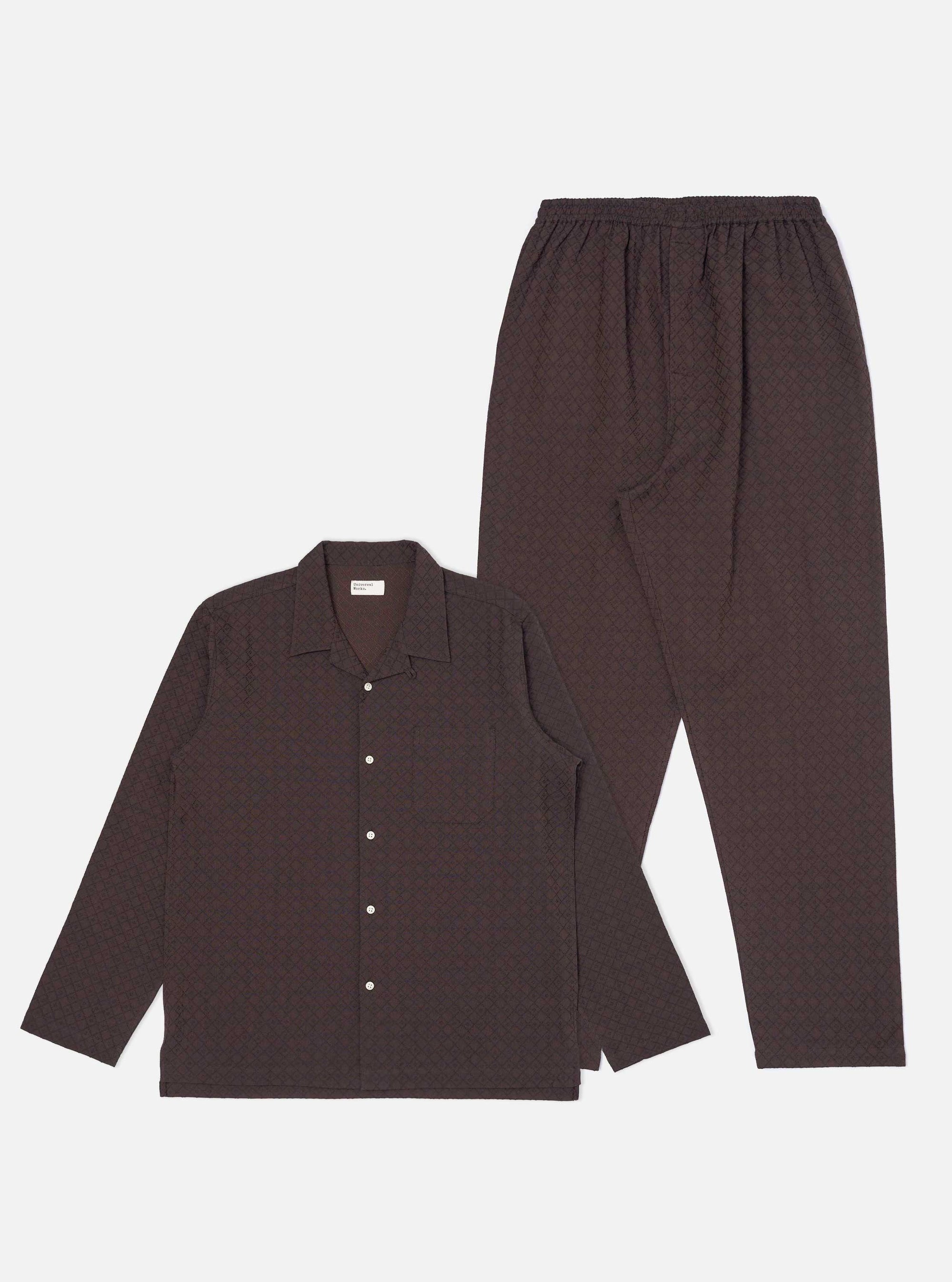 Brown Diamond Dobby Pyjama Set