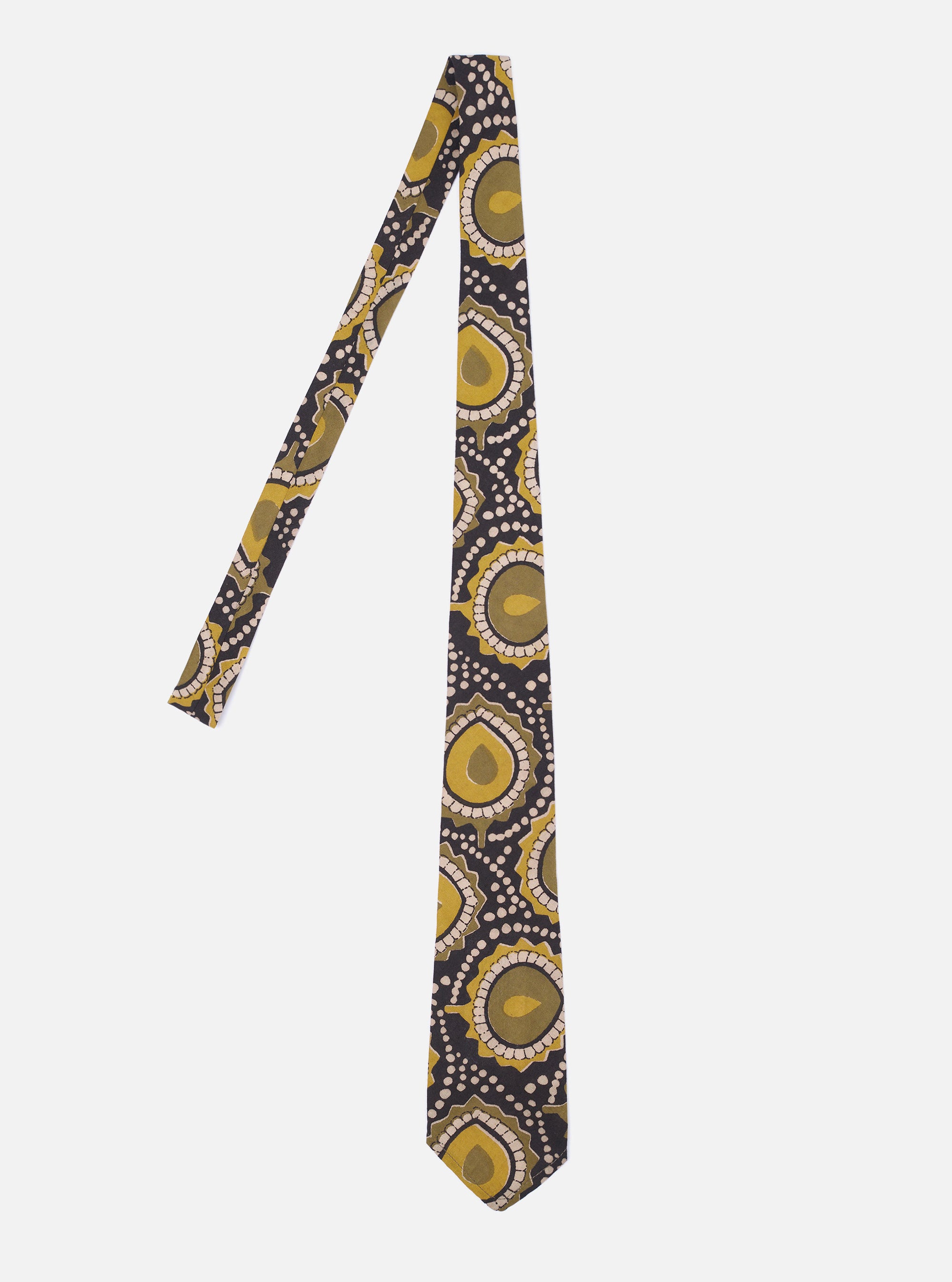 Olive Cape Block Print Tie