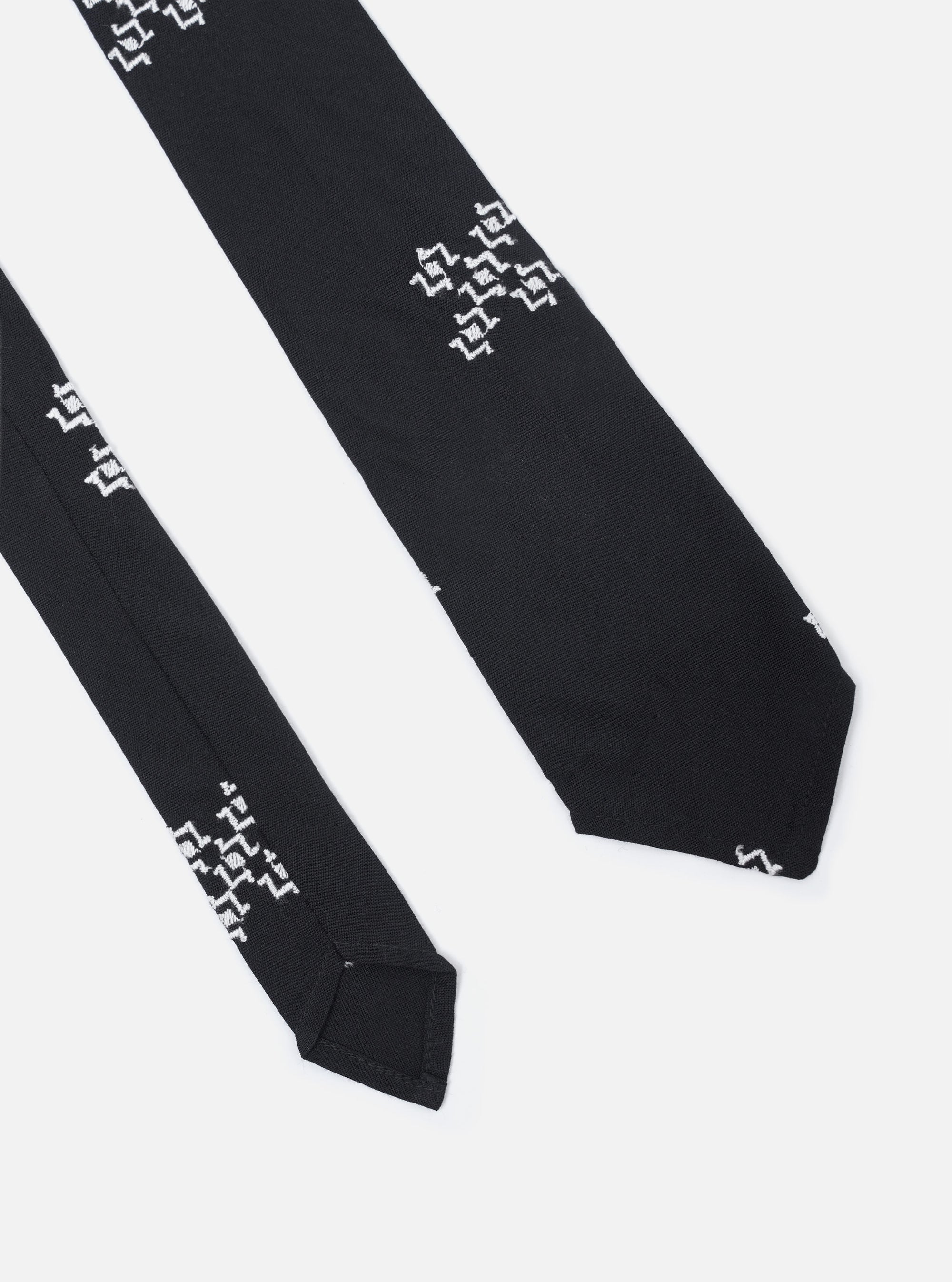 Black Embroidered Diamond Tie