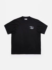 The Black Love Football Jersey Print Tee is shown as a flat lay against a white background. The t-shirt features a white graphic print on the center chest with the word Love written in a stylized, athletic-style font. It has a classic crew neckline and short sleeves.