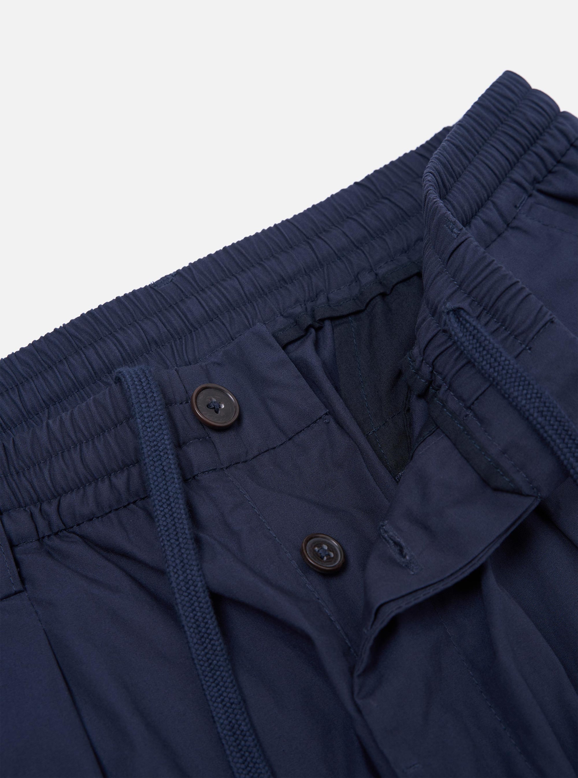 Navy Peached Poplin Oxford Pant