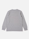 The Grey Marl Recycled/Bio Jersey Henry L/S Tee is shown from the back as a flat lay against a plain white background. The image highlights the clean construction of the long-sleeved t-shirt, featuring a straight hem and a simple crew neck. The fabric is a soft, grey marl jersey with a subtle heathered texture.