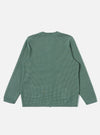 The Green Argyll Jersey Cardigan is shown from the back as a flat lay against a plain white background. The image highlights the all-over green argyll diamond pattern and the simple, straight-cut construction of the garment's rear panel.