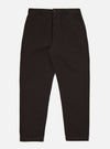 The Licorice Summer Canvas Military Chino is displayed as a flat lay against a plain white background. The trousers are a dark licorice brown and feature a waistband with belt loops, a button and zip-fly closure, and two front slanted pockets. The cotton canvas material shows a clean, structured finish.