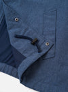 The Blue Sintra Recycled Cotton Head Coach Jacket is shown from the back as a flat lay against a plain white background. The image highlights the jacket's simple, straight-cut rear panel, a classic collar, and tonal stitching along the hem and sleeves. The blue fabric has a smooth, uniform texture.