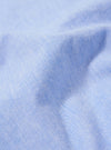 A close-up fabric swatch of the Sky Blue Sido Linen Mix Road Shirt is shown, highlighting the soft sky blue color and the subtle, textured weave of the cotton-linen blend.