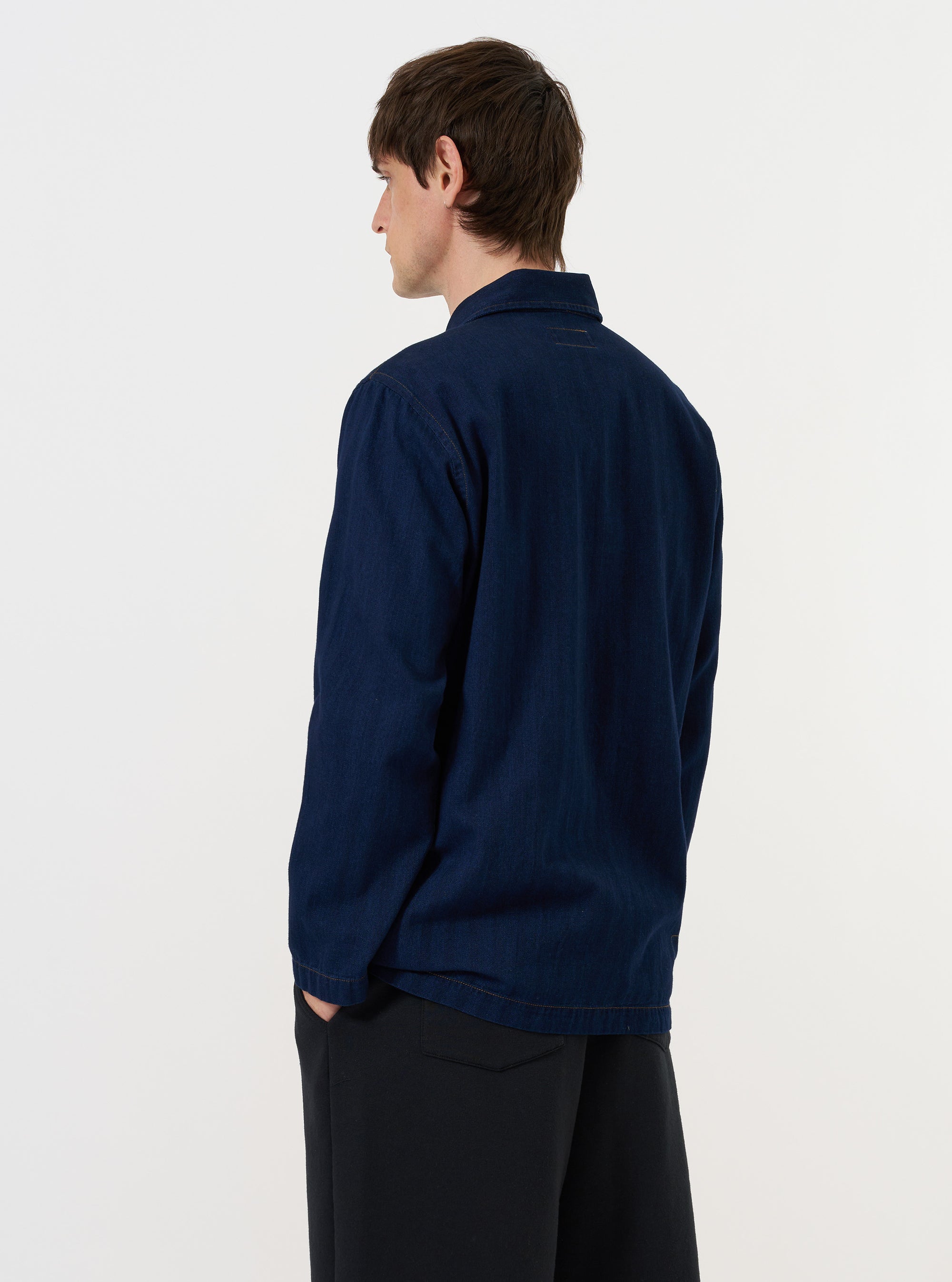 Indigo Recycled Herringbone Bakers Overshirt