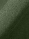A close-up fabric swatch of the Olive Kelly Cotton Glider Jacket is shown, highlighting the smooth texture and solid olive green color of the cotton material.