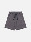 The Navy Konos Cotton Simple Short is shown as a flat lay against a plain white background. The shorts feature an elasticated waistband and side pockets. The navy blue cotton fabric has a visible tonal pattern throughout.