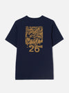 Back view of the Walsh x Universal Works Navy Single Jersey T Shirt on a plain white studio background. The image showcases the clean finish, straight hemline, neat shoulder seams, and dark navy cotton jersey material.