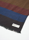 An alternate layout view of the Brown Reversible Wool Himalayan Scarf against a clean white backdrop. Prominent features include the woven texture, two-tone reversible finish, and delicate fringed edges at the border.