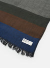 An alternative product view of the Grey Reversible Wool Himalayan Scarf displayed flat on a light background. Prominent elements include the grey pattern mix, tactile wool texture, and neat fringe finishing.