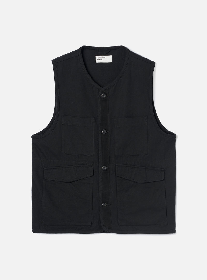 Black Brushed Moleskin 4 Pocket Gilet