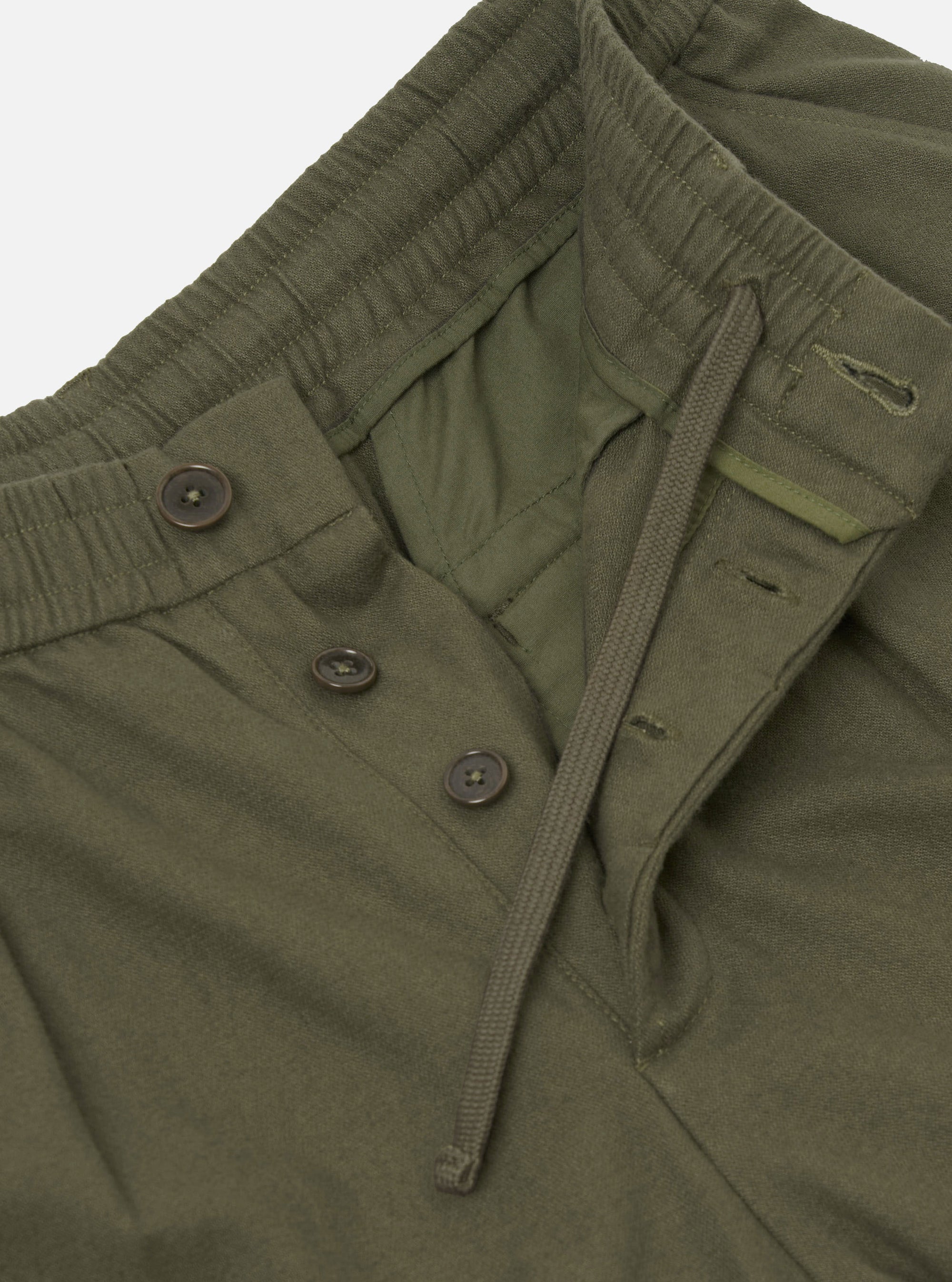 Olive Brushed Moleskin Pleated Track Pant