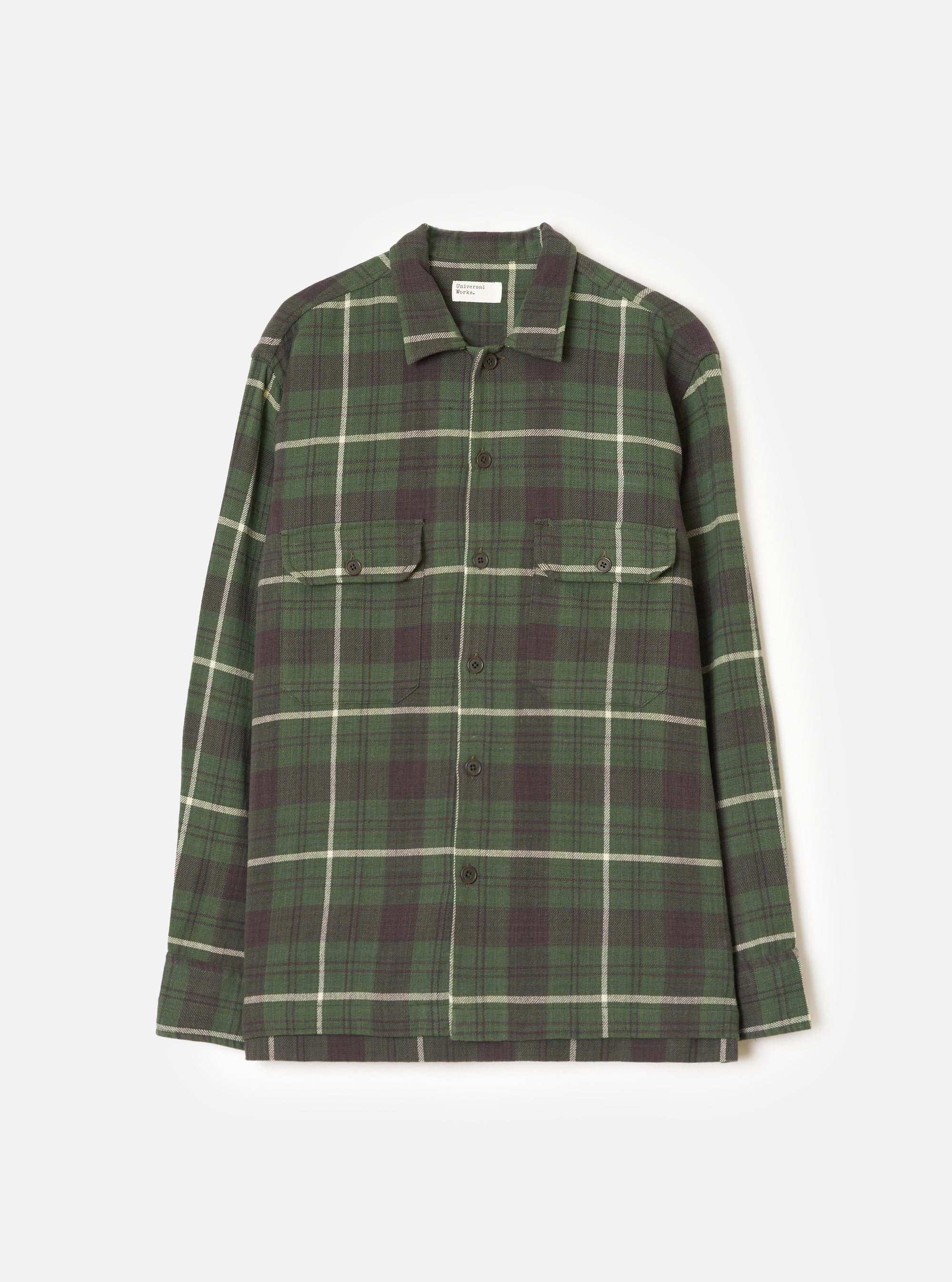 Olive Washed Check L/S Utility Shirt