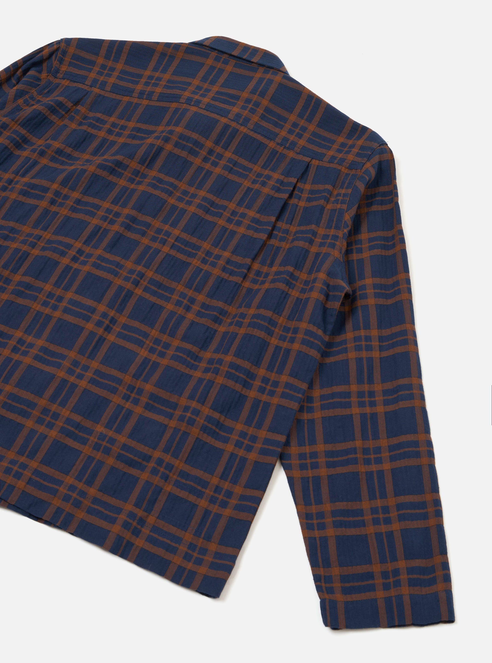 Navy/Brown Young Check Zip Shirt