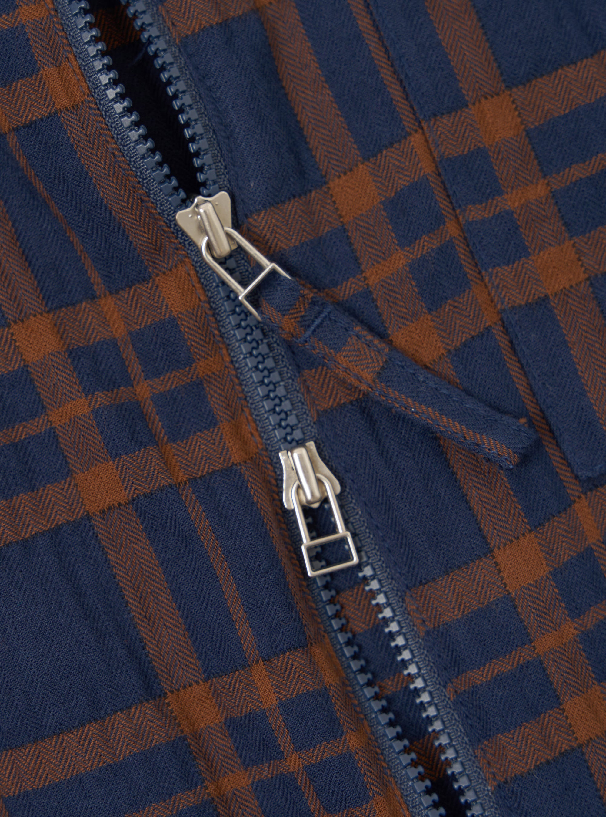 Navy/Brown Young Check Zip Shirt