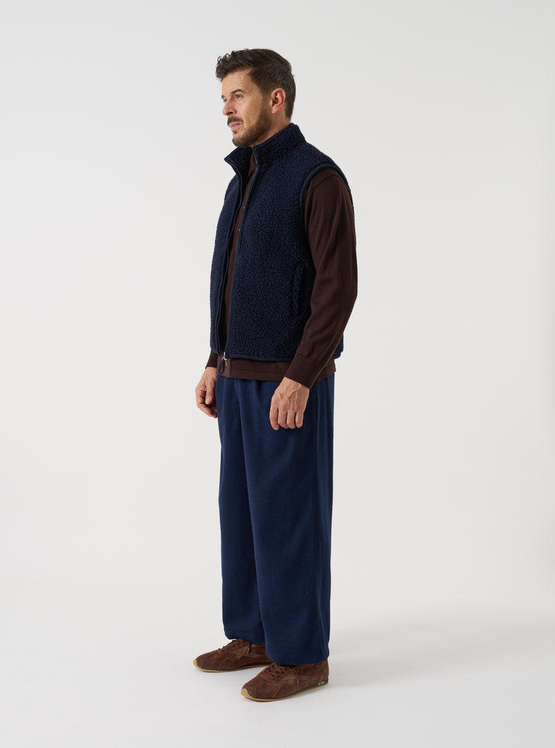 Navy Wool Herringbone Gillespie Pant