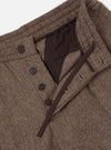 Brown Wool Herringbone Pleated Track Pant