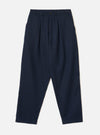 Navy Wool Herringbone Pleated Track Pant