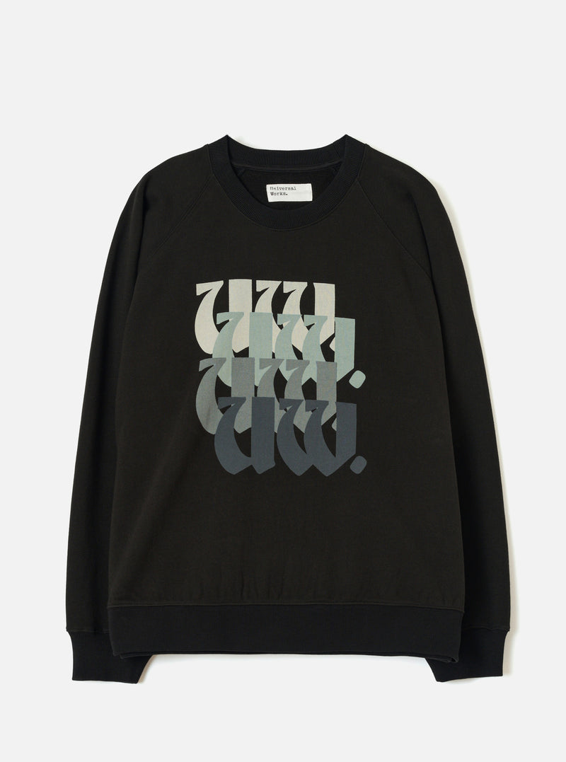 Black Brush Back Sweat UW UW Print Raglan Sweatshirt