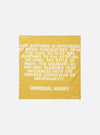 A square Mustard Jazz/Beatniks Print Neckerchief laid out flat against a plain studio background. Made from cotton, it features a distinctive jazz-inspired graphic print throughout.