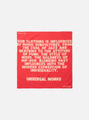 A square Red Jazz/Beatniks Print Neckerchief displayed flat against a clean studio background. The cotton neckerchief features a striking red tone and bold graphic text print detail.