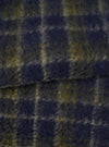 A close-up fabric swatch image of the Navy/Olive Check Daffy Fleece Mix Cardigan on a plain background, highlighting the soft brushed texture, navy and olive check pattern, and wool-blend weave.