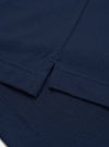 Detail view of the Dark Navy Recycled Wool Mix SJ Pullover L/S Shirt on a plain background, highlighting the four-button placket, classic shirt collar, chest patch pocket, and soft jersey knit texture.