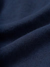 Close-up fabric swatch image of the Dark Navy Recycled Wool Mix SJ Pullover L/S Shirt, showcasing the fine single jersey knit texture and dark navy heathered wool mix material on a light background.