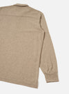 Rear view of the Dark Sand Recycled Wool Mix SJ Pullover L/S Shirt against a plain studio background, highlighting the clean back yoke, long-sleeved silhouette, and textured heathered jersey finish.