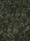 Detail view of the Olive Snug Fleece Cardigan on a plain background, focusing on the curved V-neck collar, five-button front closure, single chest patch pocket, and soft fleece material texture.