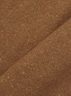 A fabric swatch photograph of the Brown Wool Fleck Sweater Vest on a neutral surface, showcasing the deep brown recycled wool fibers blended with subtle multi-colored flecks throughout the weave.
