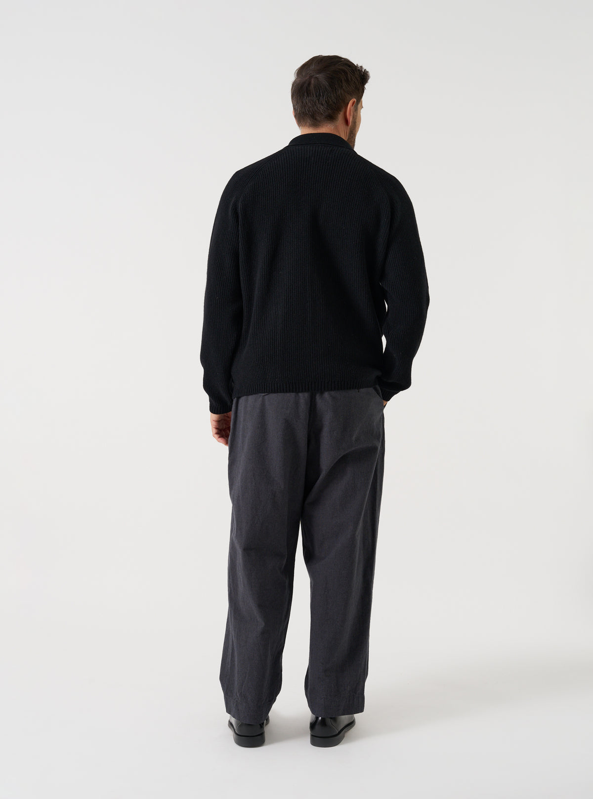 Black Eco Wool Zip Cardigan