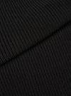 An extreme close-up fabric swatch shot showing the material of the Black Eco Wool Zip Cardigan. The photo details the dense, tactile texture of the black and dark grey eco wool yarn knitted together in a soft, premium weave.