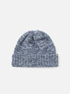 A full view of the Sky/Navy Lambswool Watch Cap presented against a plain white background. The knitted beanie showcases a two-tone sky blue and navy design with a classic folded ribbed brim.