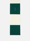 A folded view of the Ecru/Green Soft Wool Deluxe Football Scarf set on a clean white background. The shot highlights the contrast between the ecru and green tones along with the soft wool texture.
