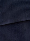 Close-up fabric swatch image of the Dark Navy Cord Three Button Jacket filling the frame. The shot emphasizes the vertical ribbed wale pattern, soft tactile feel, and deep navy blue tone of the cotton corduroy material.