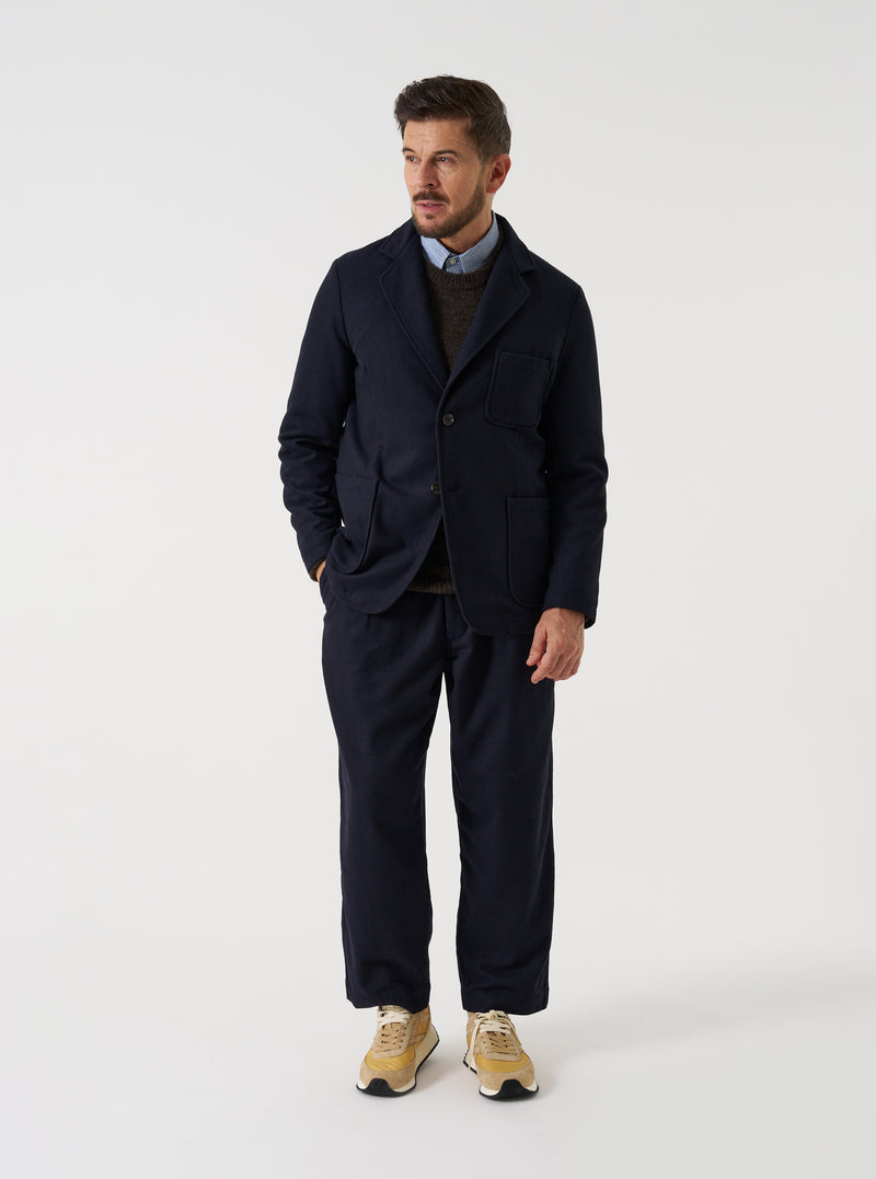 Dark Navy Dublin Wool Mix Two Button Jacket