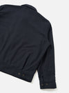 The Dark Navy Dublin Wool Mix Rose Bowl Jacket presented against a clean white background. This angled product view highlights the collar, front button closures, and textured wool-blend fabric details.