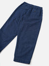 Back view of the Indigo Future Denim Oxford Pant set against a clean white backdrop. The photo highlights the rear pockets, gentle taper toward the leg openings, and rich indigo denim fabric texture.