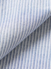 A close-up fabric swatch view of the Mix Stripes WM Station Shirt filling the frame. The image highlights the texture and contrasting woven blue and navy stripe patterns of the lightweight cotton material.