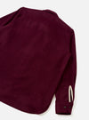An angled view of the Dark Red Dam Marl Work Shirt set against a plain light background. The image emphasizes the soft marl wool-blend texture, structured sleeve cuffs, and clean shoulder seam construction.