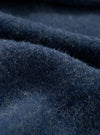 A close-up fabric swatch view showing the rich heathered texture of the Navy Dam Marl Work Shirt. The macro shot fills the frame to detail the soft brushed wool-blend fleece material in navy blue.