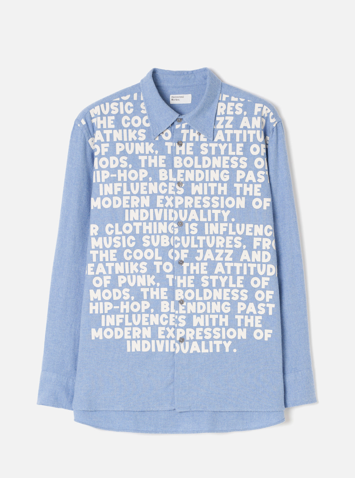 Front product view of the Sky Blue Monty Cotton Tencel Standard Shirt set against a plain white background, featuring the traditional button placket, collar, and single chest pocket.