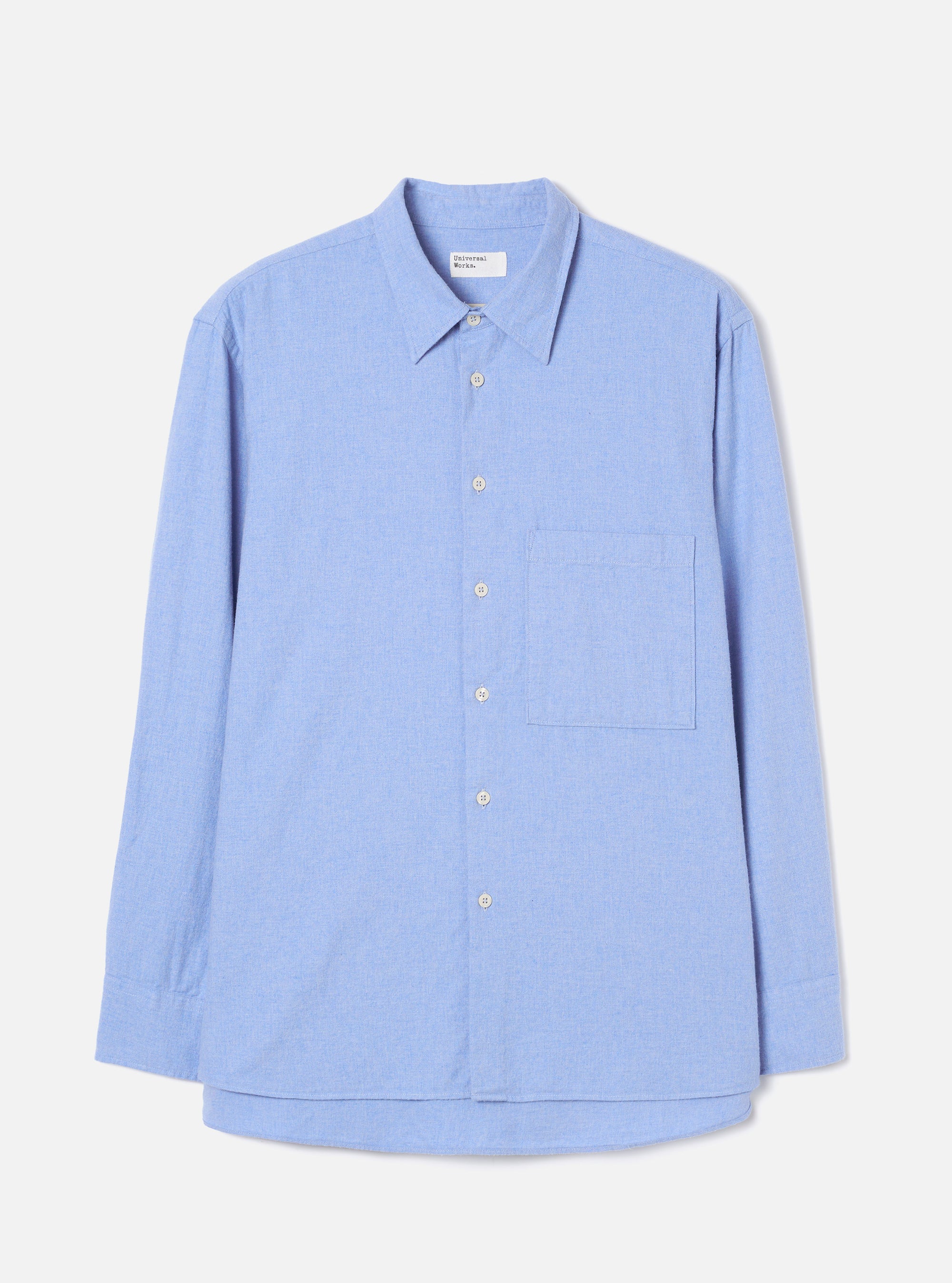 Blue Brushed Flannel Square Pocket Shirt
