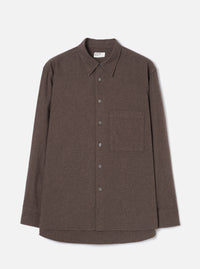 Brown Brushed Flannel Square Pocket Shirt