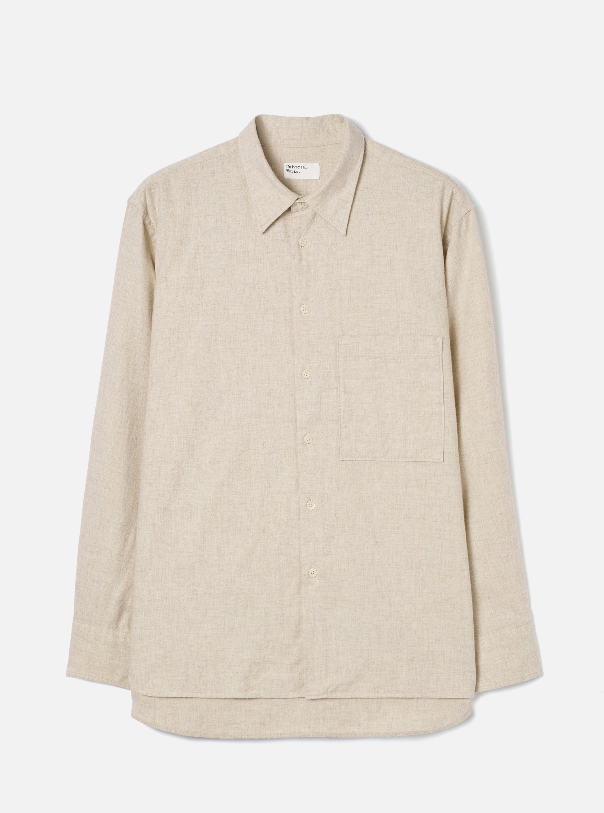 Ecru Brushed Flannel Square Pocket Shirt