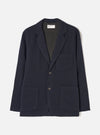 A full front product view of the Dark Navy Robin Wool Mix Two Button Jacket against a white background. The image highlights the structured lapels, two-button front fastening, and deep navy wool texture.
